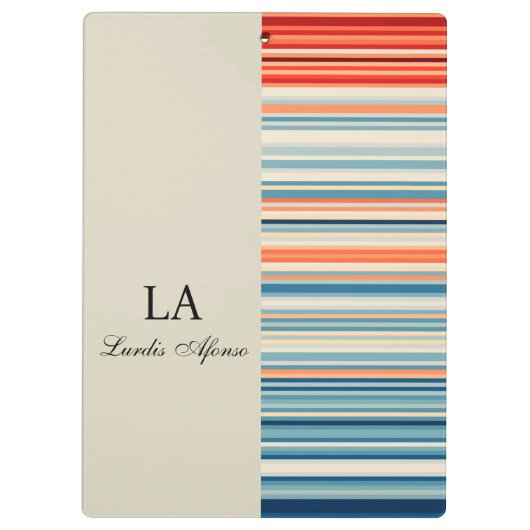 Cute Beige Personalized Name Stripe Clipboard  Klembord (Achterkant)