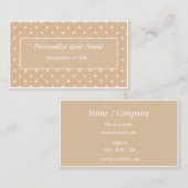 Cute Beige Polka Dot Chic Mod Visitekaartje (Voorkant / Achterkant)