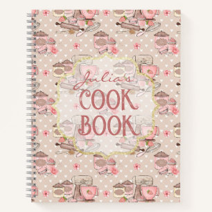 Cute Beige Retro Kookboek Persoonlijk Notitieboek