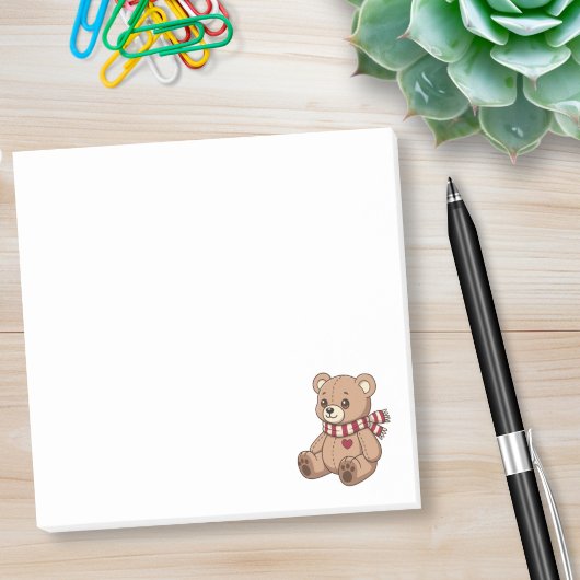 Cute Beige Teddybeer met Gestreepte Sjaal Post-it® Notes