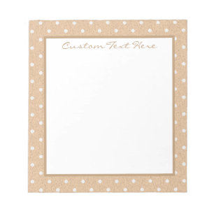 Cute beige White Polka Dot Pattern Gepersonaliseer Notitieblok