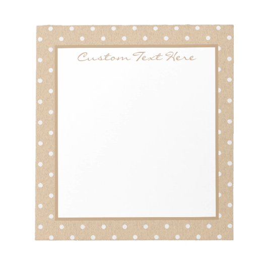 Cute beige White Polka Dot Pattern Gepersonaliseer Notitieblok (Voorkant)
