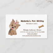 Cute beige Yorkie Dog Pet Sitting Grooming Service Visitekaartje (Voorkant)