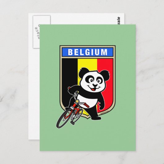 Cute Belgium Cycling Panda Briefkaart (Voorkant / Achterkant)