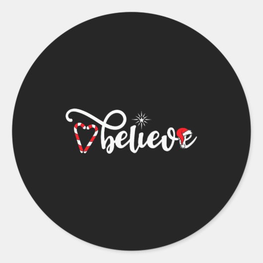 Cute Believe Christmas  Ronde Sticker (Voorkant)