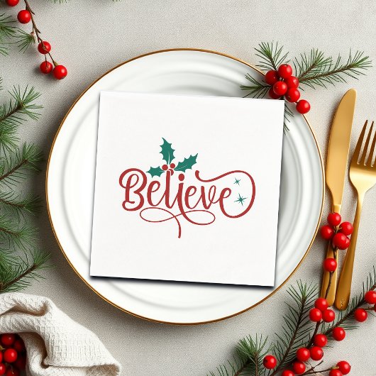 Cute 'Believe' Christmas Servet