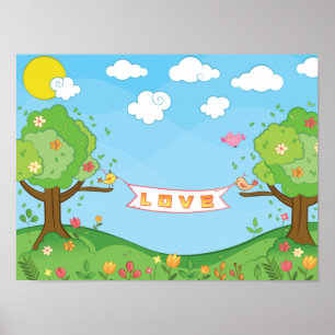 Cute Believe in Love Kindness Trewers Birds Poster