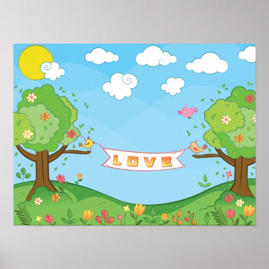 Cute Believe in Love Kindness Trewers Birds Poster (Voorkant)