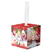 Cute BELIEVE Kerstmis Typografie 4 Foto Decoratie (Voorkant hoekig)