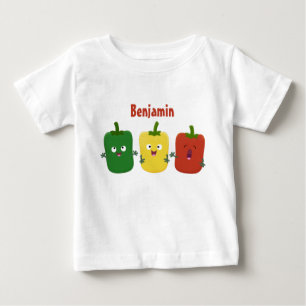 Cute bell pepper capsicum trio zingende cartoon