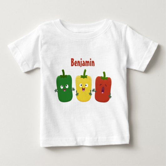 Cute bell pepper capsicum trio zingende cartoon (Voorkant)