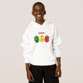 Cute bell pepper capsicum trio zingende cartoon (Voorkant volledig)