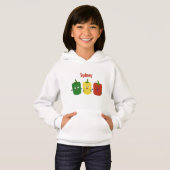 Cute bell pepper capsicum trio zingende cartoon (Voorkant volledig)