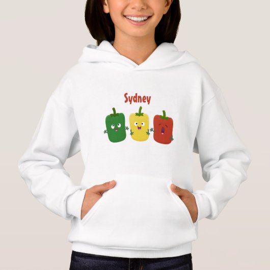 Cute bell pepper capsicum trio zingende cartoon (Voorkant)