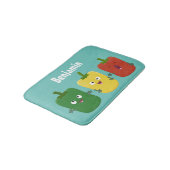Cute bell pepper capsicum trio zingende cartoon badmat (Gekanteld)