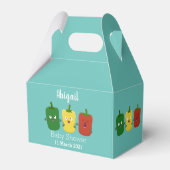 Cute bell pepper capsicum trio zingende cartoon bedankdoosjes (Achterkant)