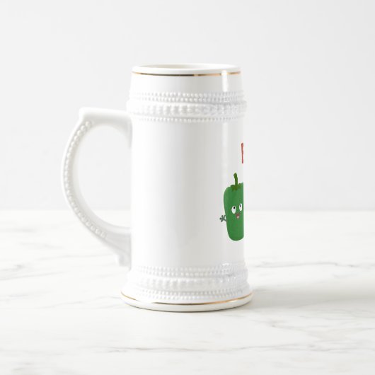 Cute bell pepper capsicum trio zingende cartoon bierpul (Links)