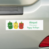 Cute bell pepper capsicum trio zingende cartoon bumpersticker (Op auto)