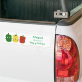 Cute bell pepper capsicum trio zingende cartoon bumpersticker (Op Truck)