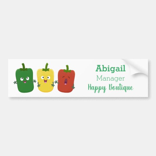 Cute bell pepper capsicum trio zingende cartoon bumpersticker (Voorkant)