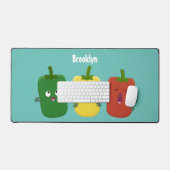 Cute bell pepper capsicum trio zingende cartoon bureaumat (Keyboard & Muis)