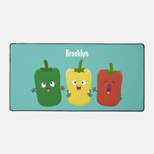 Cute bell pepper capsicum trio zingende cartoon bureaumat (Voorkant)