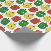 Cute bell pepper capsicum trio zingende cartoon cadeaupapier (Hoek)