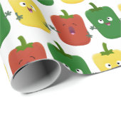 Cute bell pepper capsicum trio zingende cartoon cadeaupapier (Rol Hoek)