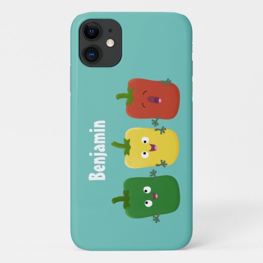 Cute bell pepper capsicum trio zingende cartoon Case-Mate iPhone case (Achterkant)