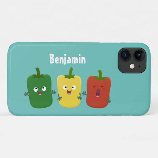 Cute bell pepper capsicum trio zingende cartoon Case-Mate iPhone case (Achterkant (horizontaal))