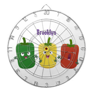 Cute bell pepper capsicum trio zingende cartoon dartbord