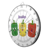 Cute bell pepper capsicum trio zingende cartoon dartbord (Voorkant Rechts)