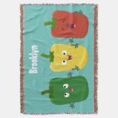 Cute bell pepper capsicum trio zingende cartoon deken (Voorkant Verticaal)