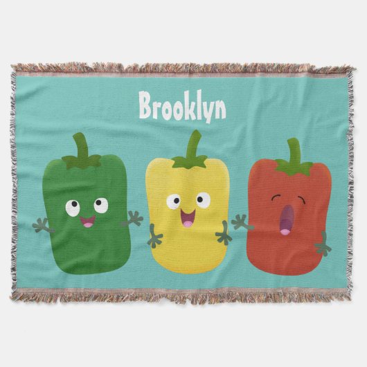 Cute bell pepper capsicum trio zingende cartoon deken (Voorkant)