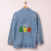 Cute bell pepper capsicum trio zingende cartoon denim jacket (Hangar)