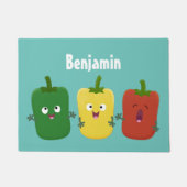 Cute bell pepper capsicum trio zingende cartoon deurmat (Voorkant)
