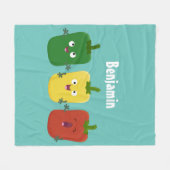 Cute bell pepper capsicum trio zingende cartoon fleece deken (Voorkant (Horizontaal))