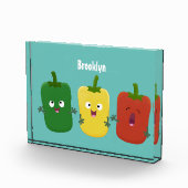 Cute bell pepper capsicum trio zingende cartoon fotoblokken (Rechts)