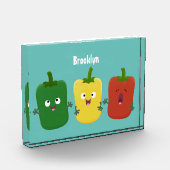 Cute bell pepper capsicum trio zingende cartoon fotoblokken (Links)