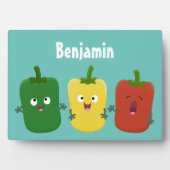 Cute bell pepper capsicum trio zingende cartoon fotoplaat (voorkant)