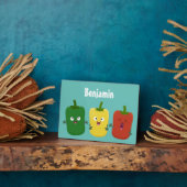 Cute bell pepper capsicum trio zingende cartoon fotoplaat (Zijkant)