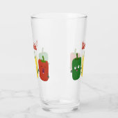 Cute bell pepper capsicum trio zingende cartoon glas (Links)