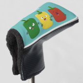 Cute bell pepper capsicum trio zingende cartoon golfheadcover (3/4 voorkant)