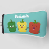 Cute bell pepper capsicum trio zingende cartoon golfheadcover (Voorkant)