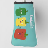 Cute bell pepper capsicum trio zingende cartoon golfheadcover (Draai 90)