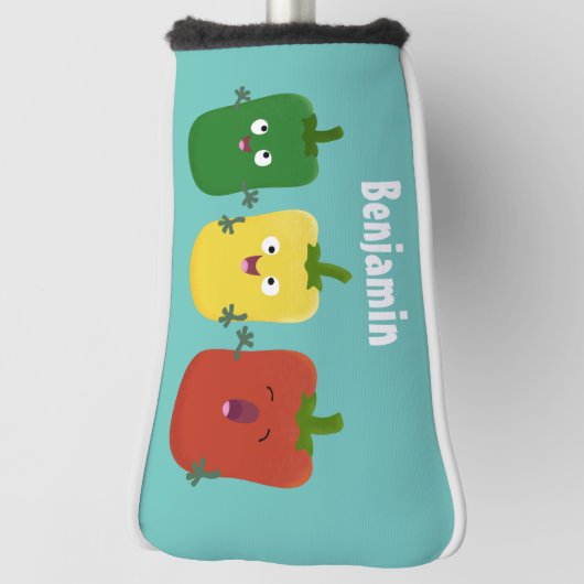 Cute bell pepper capsicum trio zingende cartoon golfheadcover (Draai 90)