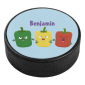 Cute bell pepper capsicum trio zingende cartoon hockey puck (3/4)