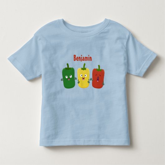 Cute bell pepper capsicum trio zingende cartoon kinder shirts (Voorkant)
