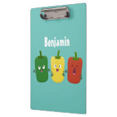 Cute bell pepper capsicum trio zingende cartoon klembord (Links)