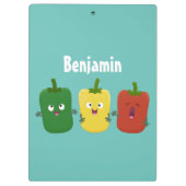 Cute bell pepper capsicum trio zingende cartoon klembord (Achterkant)